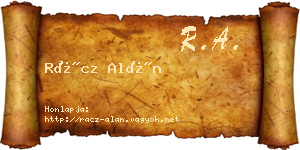 Rácz Alán névjegykártya